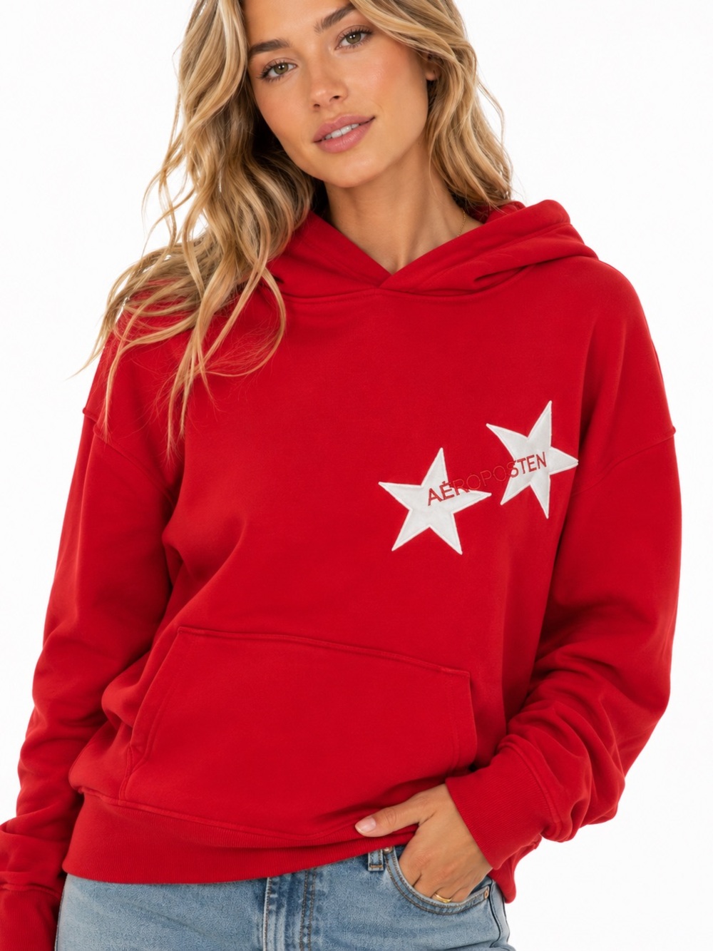 Aelfric Eden Star Color Contrast Oversized Hoodie size XS red